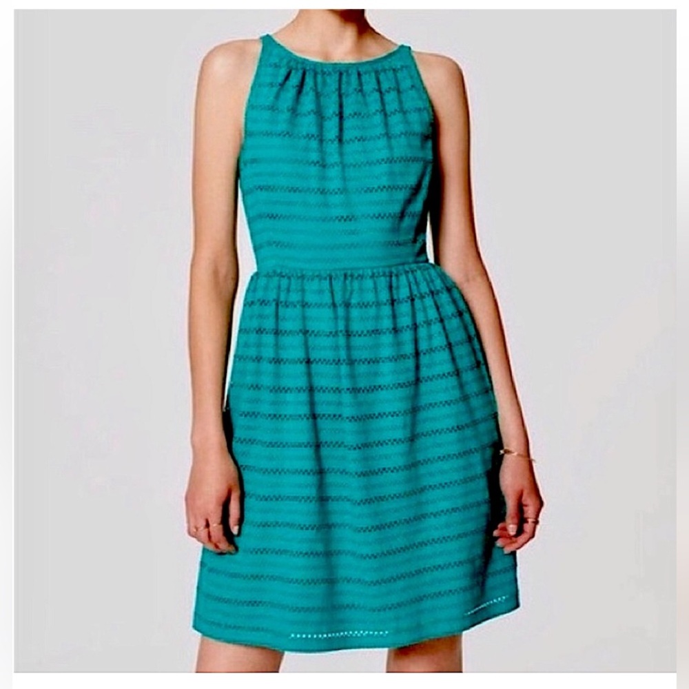 LOFT Teal Sleeveless Midi Dress